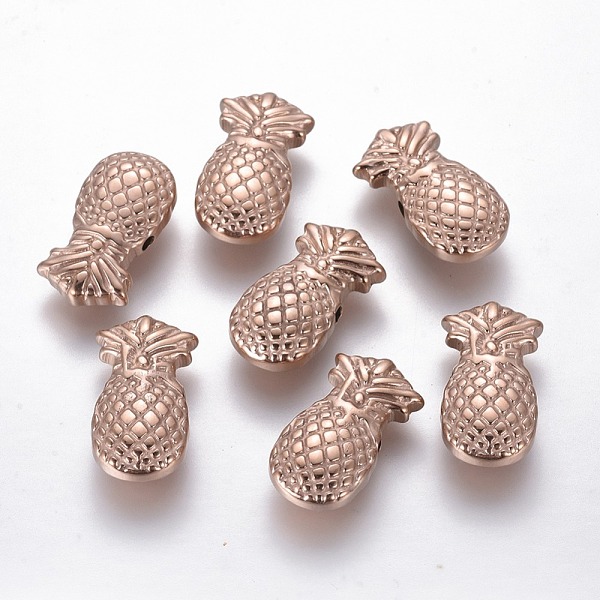 

PandaHall Ion Plating(IP) 304 Stainless Steel Beads, Pineapple, Rose Gold, 18.5x10x4.5mm, Hole: 1.6mm 304 Stainless Steel Fruit