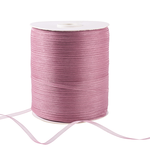 

PandaHall Organza Ribbon, Flamingo, 1/8 inch(3mm), 1000yards/roll(914.4m/roll) Polyester None Pink