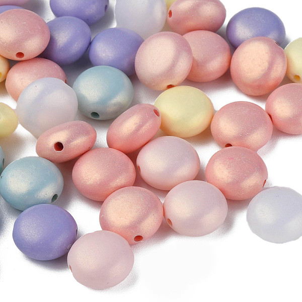 

PandaHall Spray Painted Acrylic Beads, Rubberized Style, Flat Round, Mixed Color, 10x6mm, Hole: 1.4mm, about 1300pcs/500g Acrylic Flat Round..., Multicolor