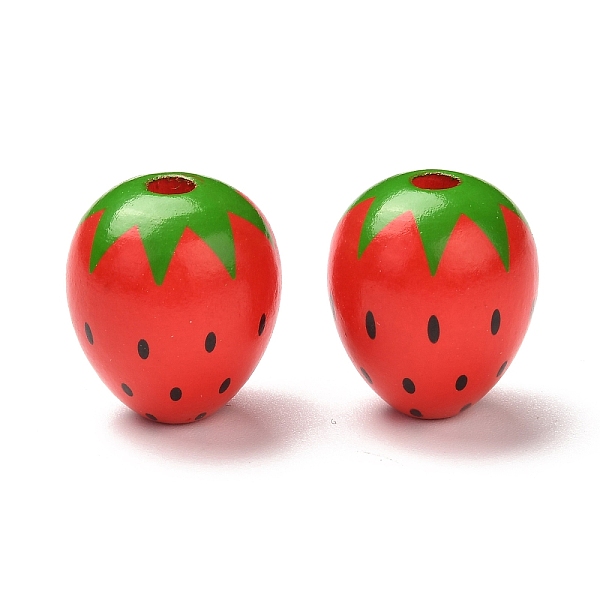 

PandaHall Spray Painted Natural Wood Beads, with Strawberry Pattern, Red, 23x20mm, Hole: 4.5mm Wood Fruit Red
