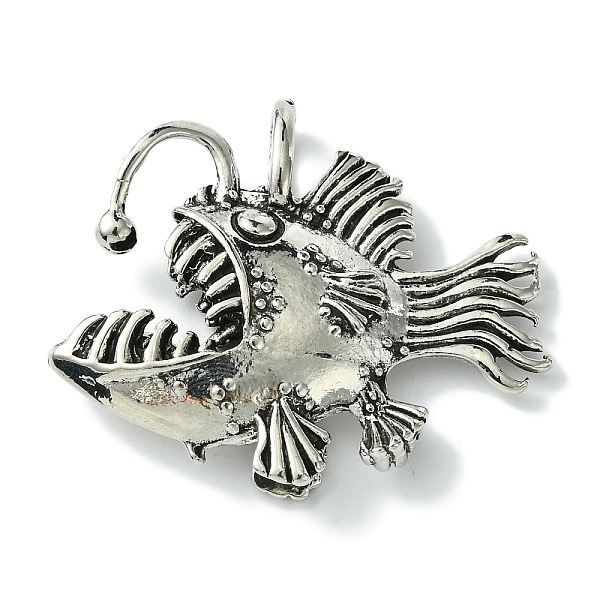 

PandaHall Tibetan Style Alloy Pendants, Cadmium Free & Lead Free, Piranha, Antique Silver, 40x49x10mm, Hole: 9mm Alloy Fish