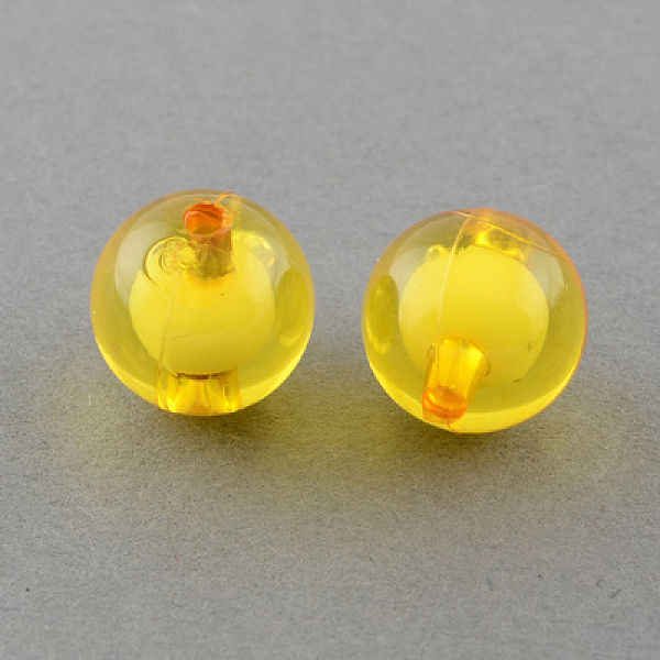 

PandaHall Transparent Acrylic Beads, Bead in Bead, Round, Goldenrod, 8mm, Hole: 2mm, about 2050pcs/500g Acrylic Round Gold