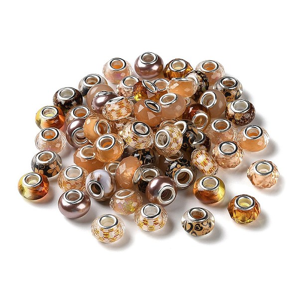 

PandaHall Resin European Beads, with Platinum Plated Brass Core, Rondelle, Coconut Brown, 13.5x9mm, Hole: 5mm Resin+Brass Core Rondelle