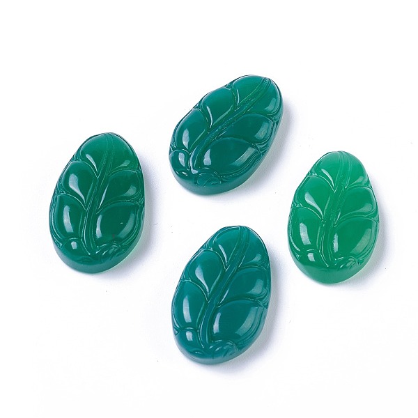 

PandaHall Natural Chalcedony Beads, Carving, Dyed & Heated, No Hole/Undrilled, Leaf, 28.5~29.5x17.5~18.5x7~8mm Chalcedony Oval
