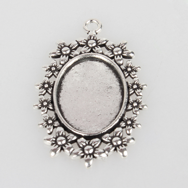 

PandaHall Vintage Tibetan Style Alloy Flower Pendant Cabochon Bezel Settings, Cadmium Free & Lead Free, Antique Silver, Oval Tray: 18x25mm...