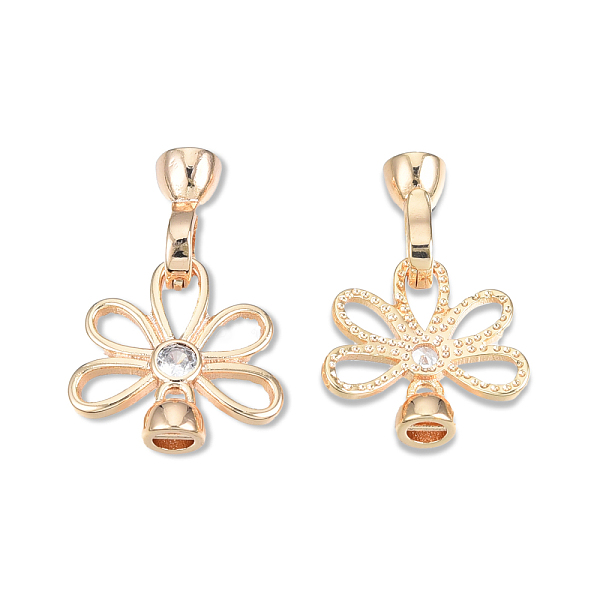 

PandaHall Brass Pave Clear Cubic Zirconia Fold Over Clasps, Cadmium Free & Nickel Free & Lead Free, Flower, Real 18K Gold Plated, Flower...