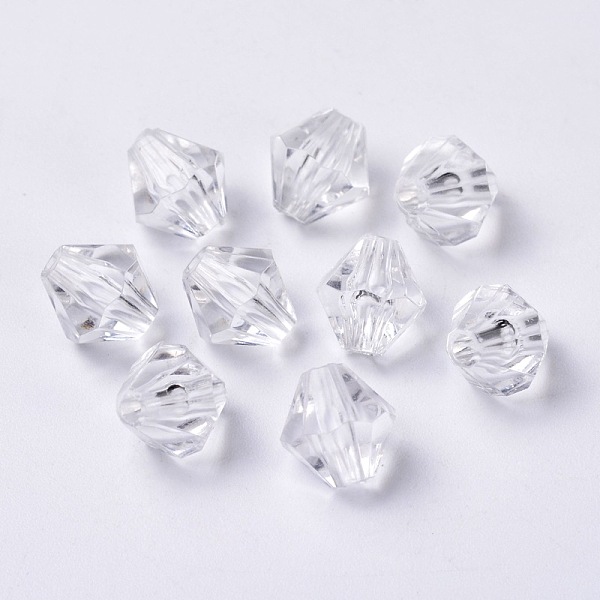 

PandaHall Transparent Acrylic Beads, Faceted Bicone, Clear, about 10 mm in diameter, hole: 1.5mm Acrylic Bicone Clear