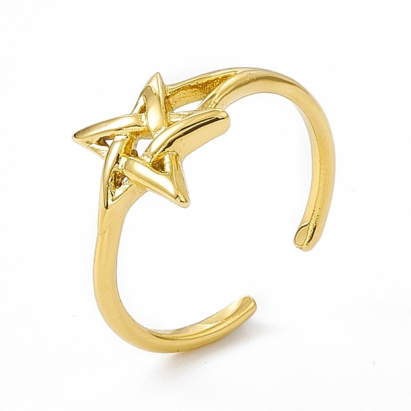 

PandaHall Ion Plating(IP) 304 Stainless Steel Open Cuff Ring for Women, Star, Real 14K Gold Plated, US Size 6 1/2, 1.5mm, Inner Diameter...