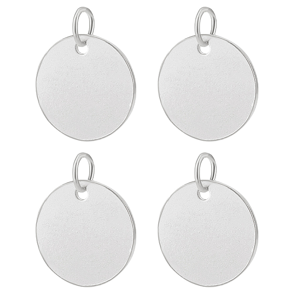 PandaHall BENECREAT 4Pcs 925 Sterling Silver Charms, Blank Flat Round, with Jump Rings, Silver, 10x0.5mm, Hole: 2.7mm Sterling Silver Flat...