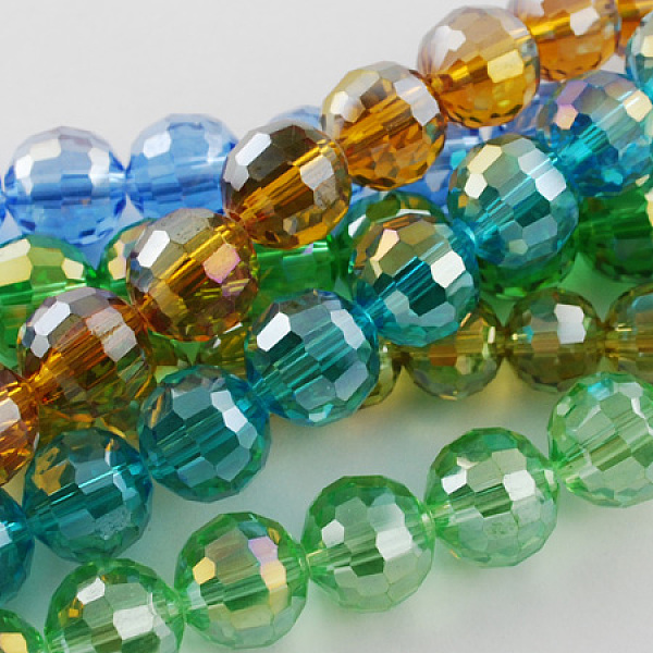 

PandaHall Electroplate Glass Bead Strands, AB Color Plated, Faceted, Round, Mixed Color, 8mm, Hole: 1mm, about 72pcs/strand, 21.8 inch Glass..., Multicolor