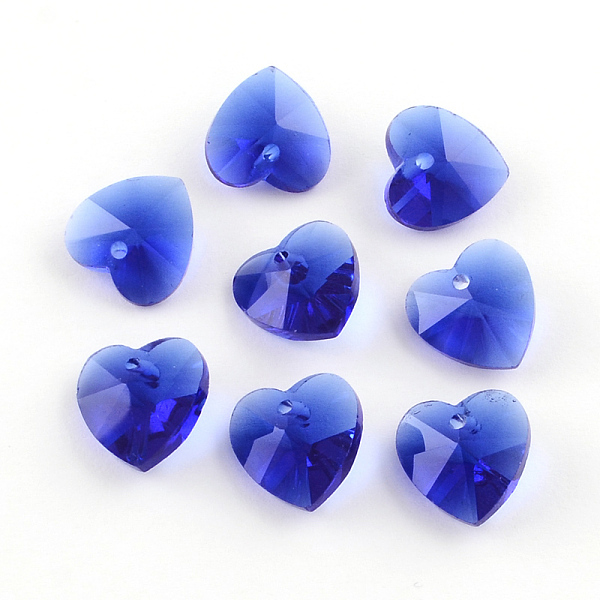

PandaHall Transparent Glass Heart Pendants, Faceted, Blue, 14x14x8mm, Hole: 1.5mm Glass Heart Blue