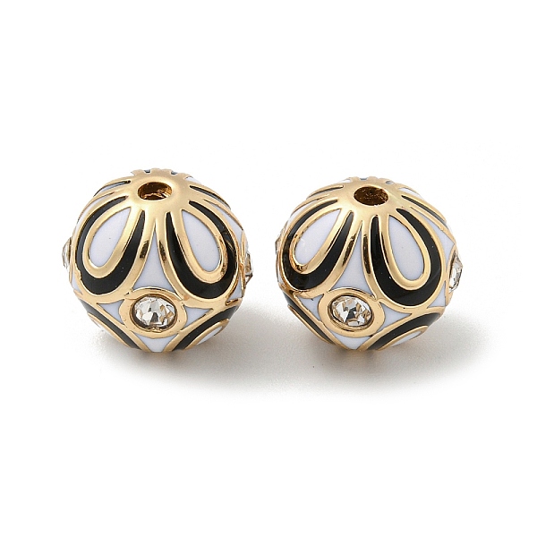 

PandaHall Alloy Enamel Beads, with Rhinestone, Round with Flower, Golden, 12.5x11.5mm, Hole: 2mm Alloy Rhinestone+Enamel Round Black