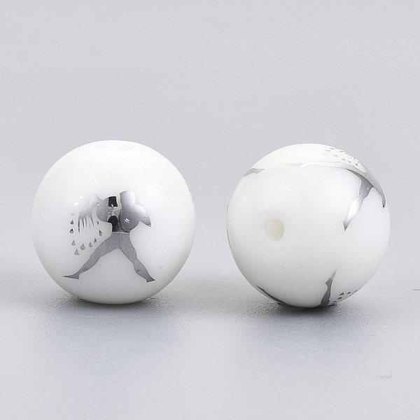 

PandaHall Electroplate Glass Beads, Round with Constellations Pattern, Platinum Plated, Aquarius, 10mm, Hole: 1.2mm Glass Aquarius