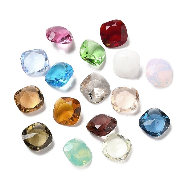 

PandaHall Pointed Back Glass Rhinestone Cabochons, Faceted, Square, Mixed Color, 10x10x4.5~5mm Glass Rhinestone Square Multicolor