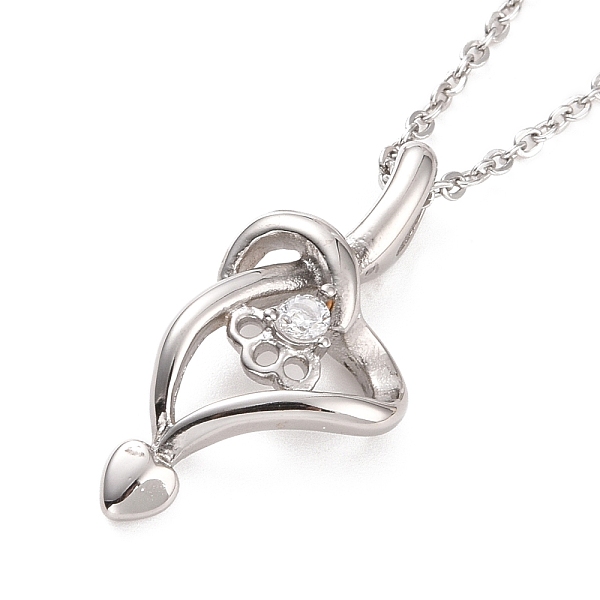 

PandaHall 304 Stainless Steel Heart Pendant Necklace with Clear Cubic Zirconia for Women, Stainless Steel Color, 18.50 inch(47cm) Cubic...