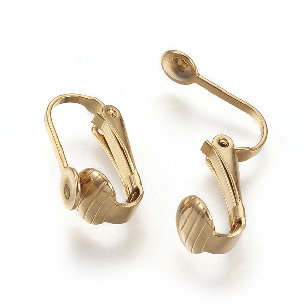 

PandaHall Vacuum Plating 304 Stainless Steel Clip-on Earring Findings, Golden, 16x7.5x10mm 304 Stainless Steel