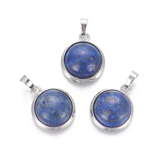 

PandaHall Natural Lapis Lazuli Pendants, with Brass Findings, Half Round, Platinum, 23~24x19~20x8~10mm, Hole: 8x5mm Lapis Lazuli Half Round
