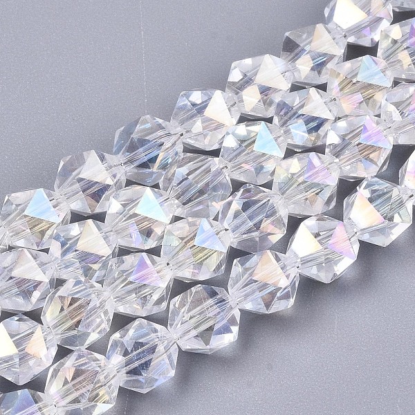

PandaHall Electroplate Transparent Glass Beads Strands, AB Color Plated, Faceted, Round, Clear, 6x5.5x5.5mm, Hole: 1mm, about 100pcs/strand...