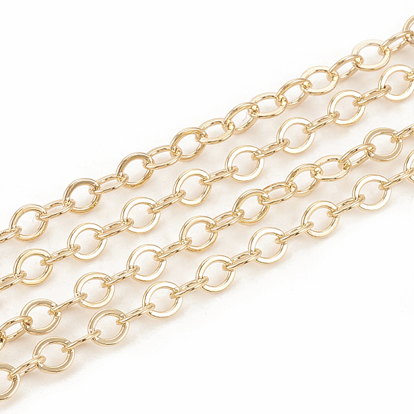 

PandaHall Brass Cable Chains, Soldered, with Spool, Flat Oval, Real 18K Gold Plated, Lead Free & Nickel Free, 3.5x3x0.4mm, about 98.42 Feet...