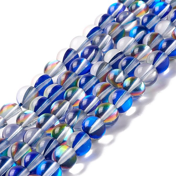 

PandaHall Synthetic Moonstone Beads Strands, Round, Blue, 8mm, Hole: 1mm, about 48pcs/strand, 14.57''~15.35''(37~39cm) Moonstone Round Blue