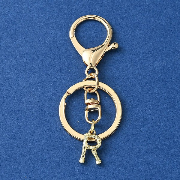 

PandaHall Alloy Initial Letter Charm Keychains, with Alloy Clasp, Golden, Letter R, 8.5cm Alloy Letter R