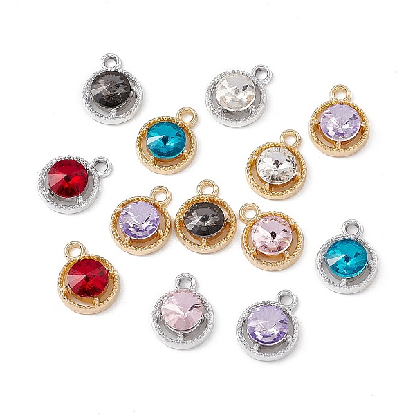 

PandaHall Glass Pendants, with Alloy Findings, Flat Round Charm, Mixed Color, 16x12x6mm, Hole: 2mm Alloy+Glass Flat Round Multicolor