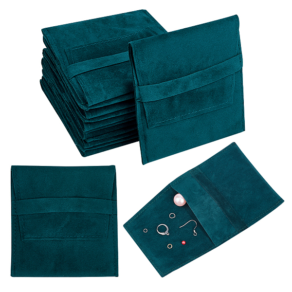 

PandaHall 24 Pcs Dark Green Microfiber Jewelry Pouch, Pocket Cosmetic Bag Velvet Jewelry Flap Pouches Folding Envelope Bag for Earrings...