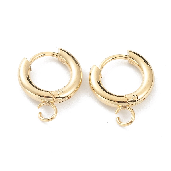 

PandaHall 201 Stainless Steel Huggie Hoop Earring Findings, with Horizontal Loop and 316 Surgical Stainless Steel Pin, Real 24K Gold Plated...
