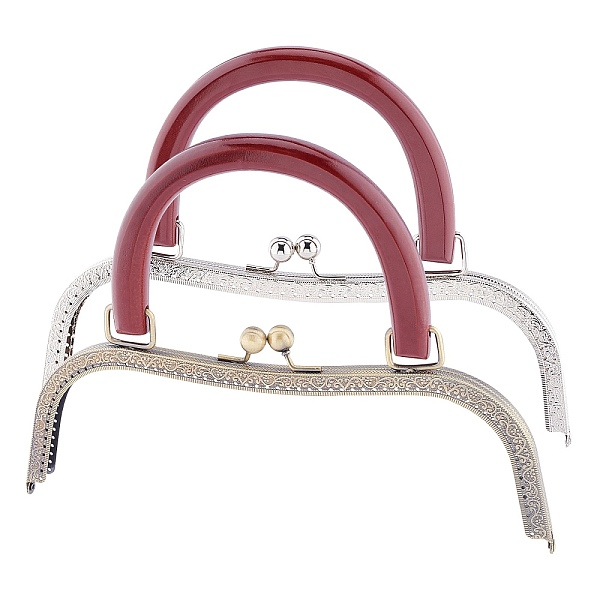 

PandaHall 10inch Bag Clasp Frame Large Metal Purse Frame Kiss Clasp Lock Bag Clutch Frame with Wooden Handle for DIY Craft Bag Sewing DIY...