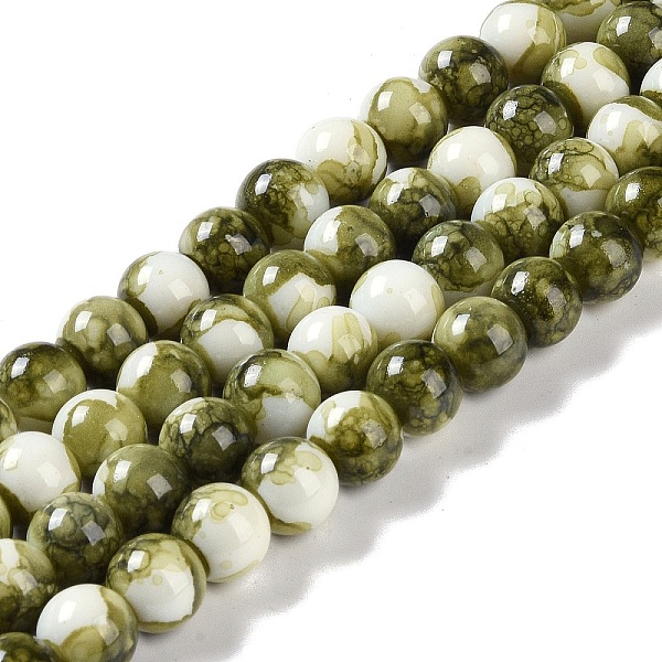 

PandaHall Baking Paint Glass Bead Strands, Round, Olive, 10mm, Hole: 1.4mm, about 85~86pcs/strand, 31.10~31.50''(79~80cm) Glass Round Green