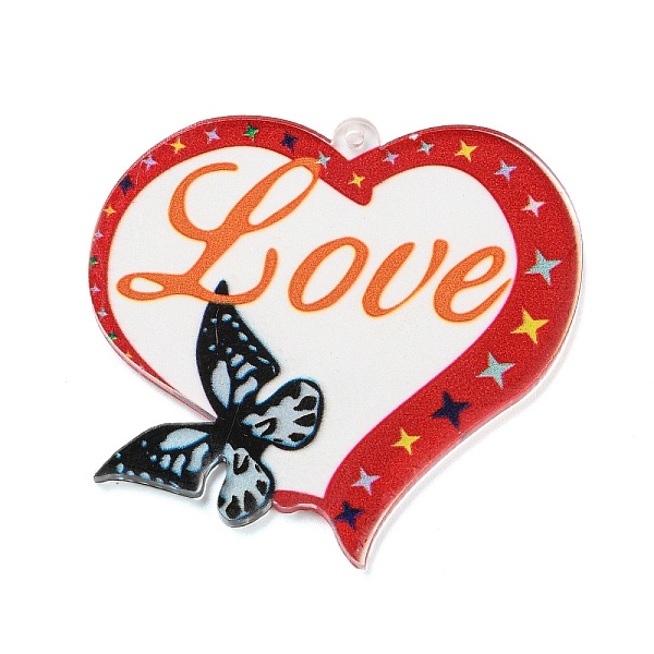 

PandaHall Valentine's Printed Acrylic Pendants, FireBrick, 41x44x2mm, Hole: 1.6mm Acrylic Heart Red