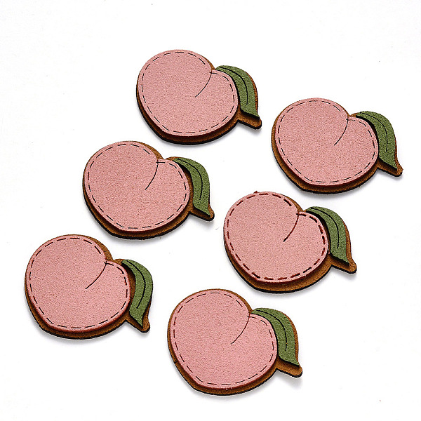 

PandaHall Faux Suede Patches, Costume Ornament Accessories, for Magic Tape Hair Clip Making, Peach, Pink, 34.5x44x3mm Faux Suede Fruit Pink