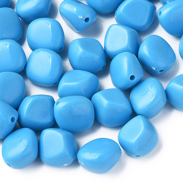 

PandaHall Opaque Acrylic Beads, Nuggets, Deep Sky Blue, 15.5x14x11mm, Hole: 1.8mm, about 380pcs/500g Acrylic Nuggets
