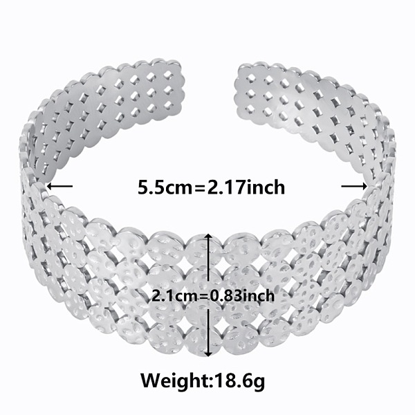 

PandaHall Vintage Texture 304 Stainless Steel Cuff Bangles for Women Stainless Steel