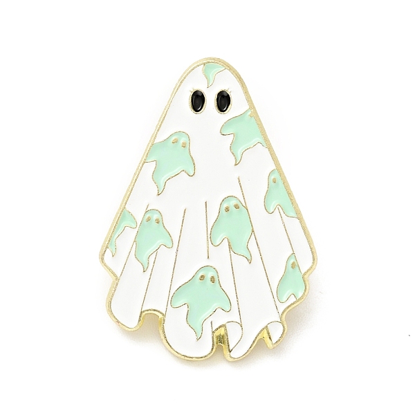 

PandaHall Ghost Enamel Pin, Halloween Alloy Badge for Backpack Clothes, Light Gold, Pale Turquoise, 30.5x21.5x1.5mm Alloy+Enamel Ghost White