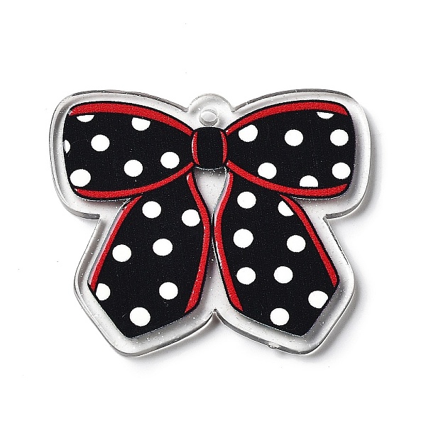 

PandaHall Spray Printed Acrylic Pendants, Bowknot, Black, 34.5x39.5x2.5mm, Hole: 2mm Acrylic Bowknot Black