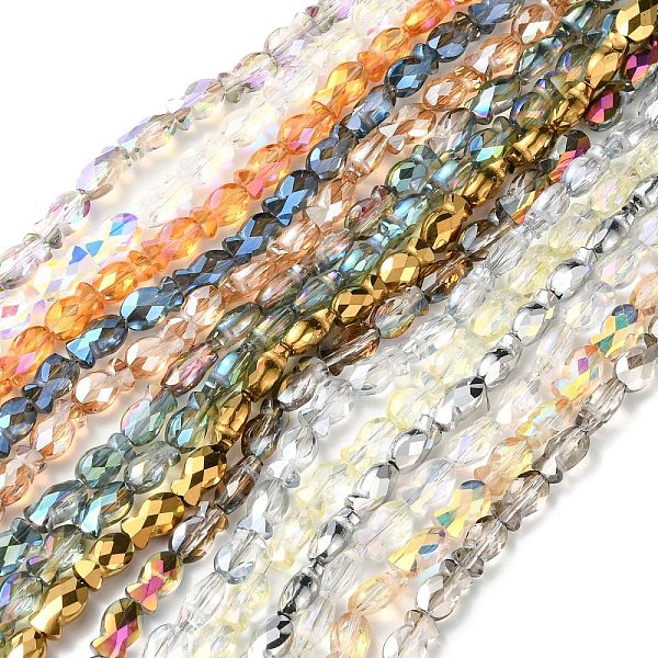 

PandaHall Electroplate Glass Beads Strands, Faceted, Fish, Mixed Style, Mixed Color, 10.5x6x5mm, Hole: 1.4mm, about 55pcs/strand, 21.97 inch..., Multicolor