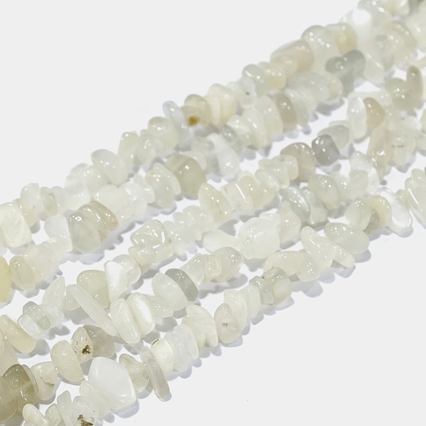 

PandaHall Natural White Moonstone Chip Beads Strands, 4~14x4~12mm, Hole: 1mm, about 15.3 inch~16.1 inch White Moonstone Chip