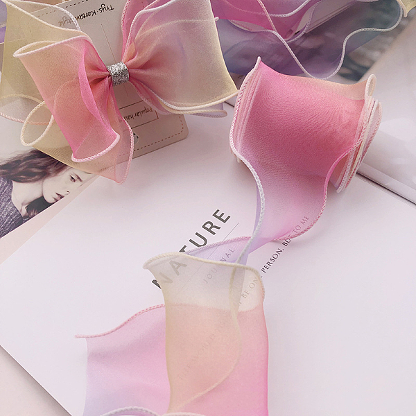 

PandaHall Organza Ribbon, for Bowknot Tie, Sew on Hair Barrette Accessories, Pink, 2-3/8 inch(60mm), about 38.28 Yards(35m)/Bag Organza None...
