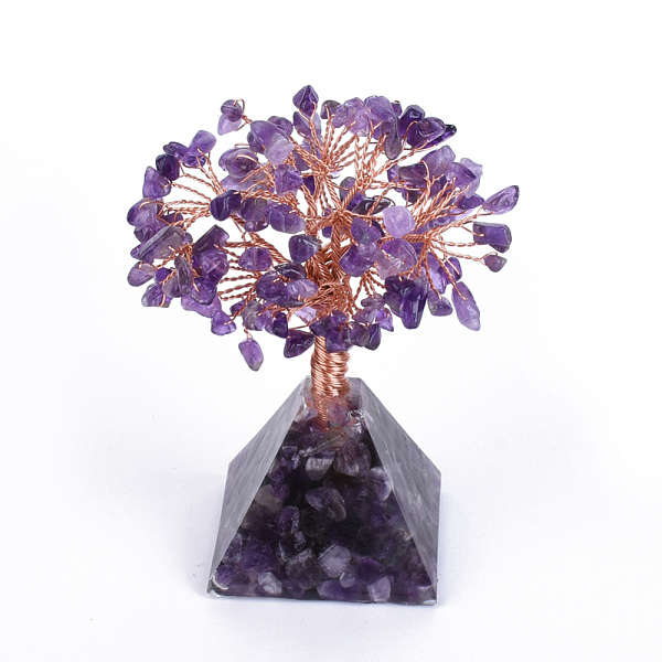 

PandaHall Natural Amethyst Chips and Gemstone pedestal Display Decorations, Healing Stone Tree, for Reiki Healing Crystals Chakra Balancing...