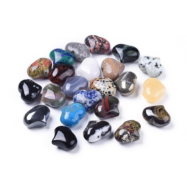 

PandaHall Natural Mixed Gemstone Heart Palm Stone, Pocket Stone for Energy Balancing Meditation, 20x25x11~13mm Mixed Stone Heart Multicolor