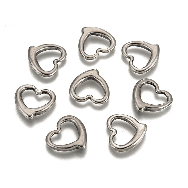 PandaHall Handmade Valentines Day Gifts Ideas for Him 201 Stainless Steel Open Heart Pendants, Hollow, 16x16x4mm, Hole: 12mm 201 Stainless...