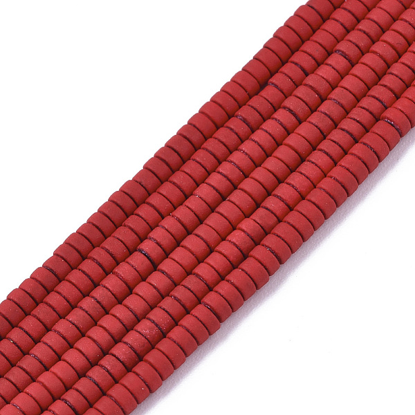 

PandaHall Spray Painted Non-magnetic Synthetic Hematite Beads Strands, Heishi Beads, Flat Round/Disc, Red, 2x1mm, Hole: 0.8mm, about...