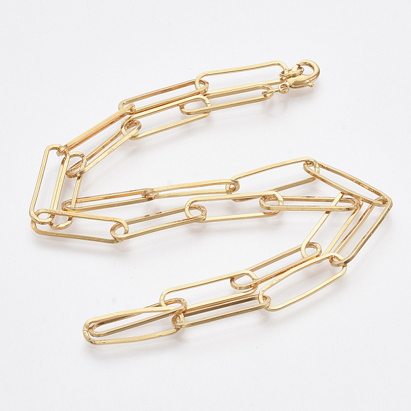 Brass Flat Oval Paperclip Chain Necklace Making