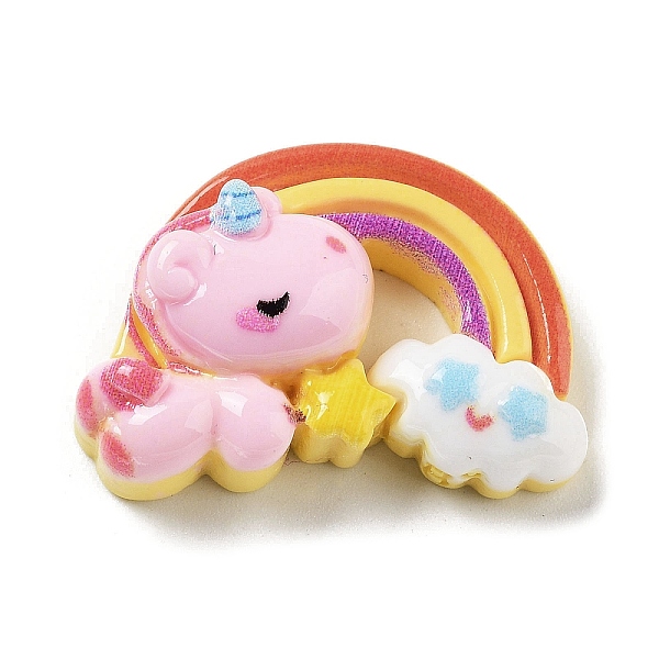

PandaHall Opaque Resin & Plastic Cabochons, Unicorn, Rainbow, 19.5x28x8.5mm Resin Rainbow