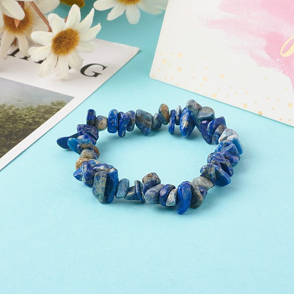 Natürliche Lapislazuli-Chip-Perlen-Stretch-Armbänder Für Kinder