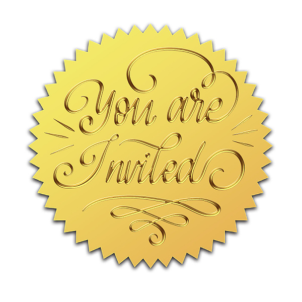 

PandaHall CRASPIRE 2" Gold Foil Embossed Stickers You are Invited Round Certificate Seals Self Adhesive Sticker 100Pcs Medal Decoration...