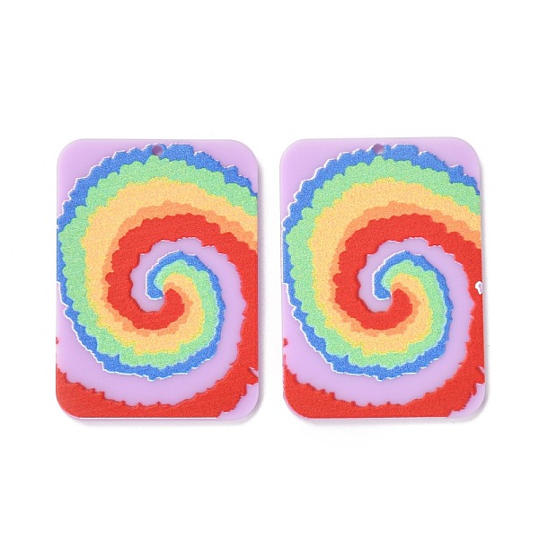 

PandaHall Embossed Opaque Resin Pendants, DIY Earring Accessories, Rectangle with Rainbow Vortex Pattern, Other Pattern, 41.5x29.5x2mm, Hole...