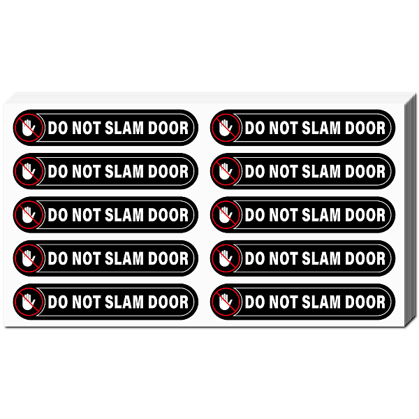 

PandaHall CREATCABIN 8 Sheets Do Not Slam Door Stickers Mini Vinyl Coated Self Adhesive Stickers Waterproof Warning Labels Palm Decals...