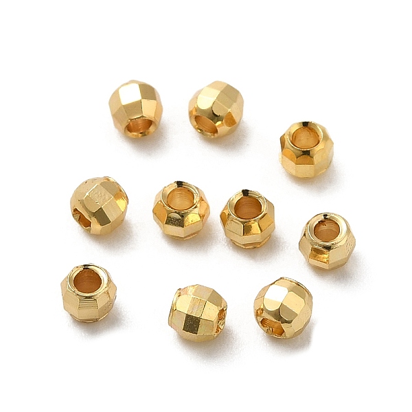 

PandaHall Brass Spacer Beads, Faceted, Barrel, Real 18K Gold Plated, 3x2.3mm, Hole: 1.2mm Brass Barrel